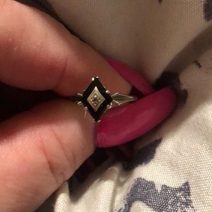 10k white gold black onyx ring